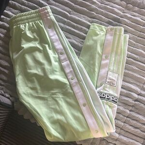 Adidas Mint Green Track Pants with White Stripes